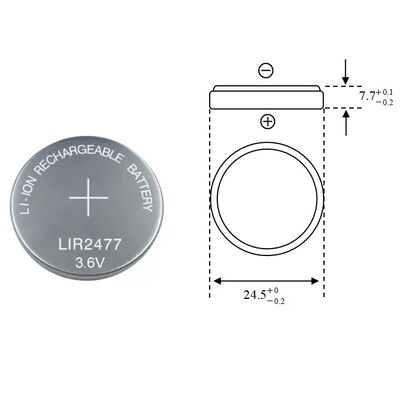 LIR2477 Lithium Ion Rechargeable Batteries 3.6V 200mAh Rechargeable Lithium Coin Cell