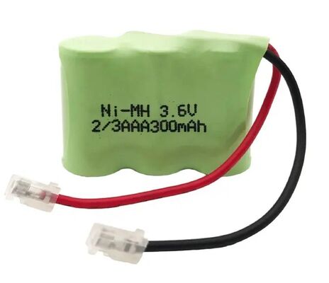 2/3AAA 3.6V 300mAh Ni Mh Rechargeable Battery Packs 500Cycles